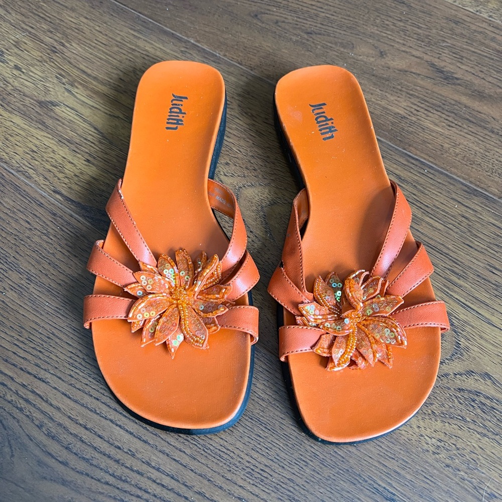 Orange Floral Women's Sandals
